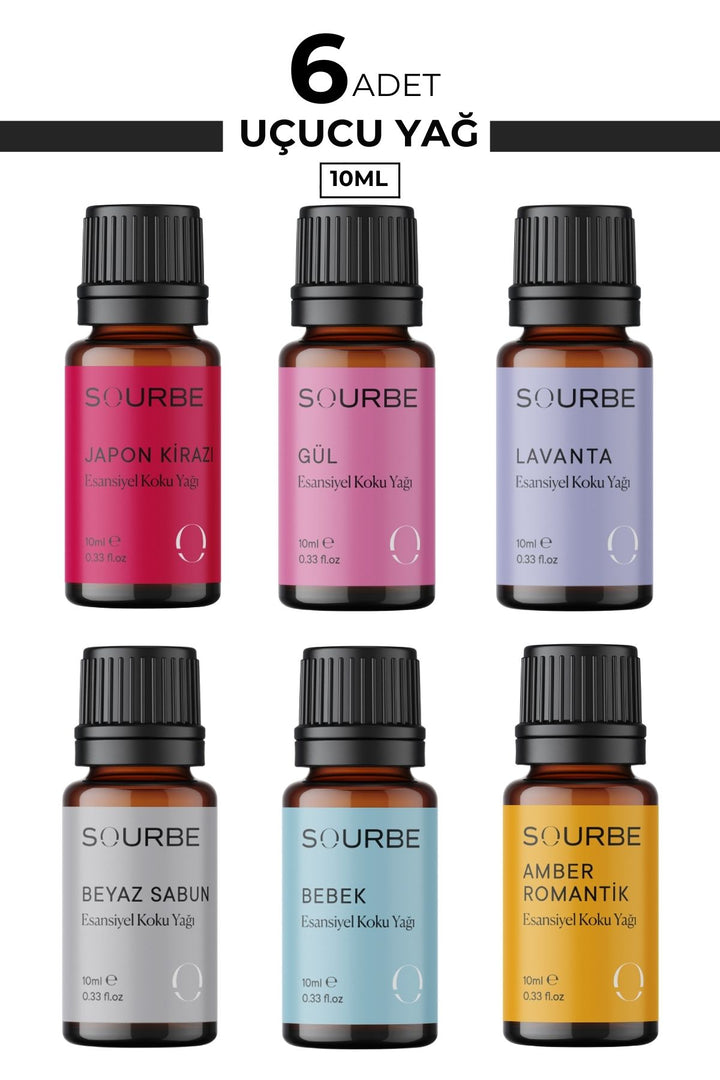 Japon Kirazı Gül Lavanta Beyaz Sabun Bebek Amber Saf Esansiyel Uçucu Yağ Buhurdanlık Yağı 6x10ml