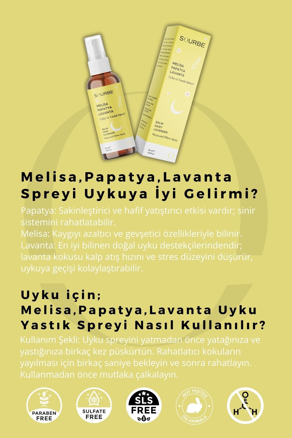 Melisa, Papatya, Lavanta Karışımı Uyku ve Yastık Spreyi 50ml