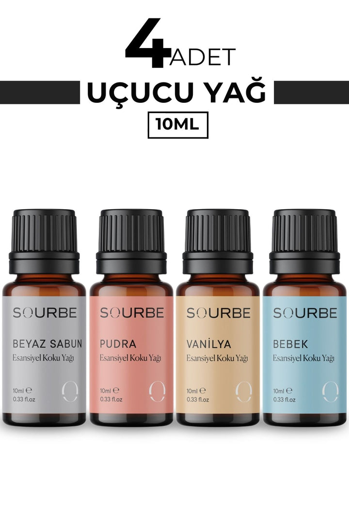 Beyaz Sabun Vanilya Bebek Pudra Esansiyel Uçucu Koku Yağı Buhurdanlık Koku Yağı 4x10 ml